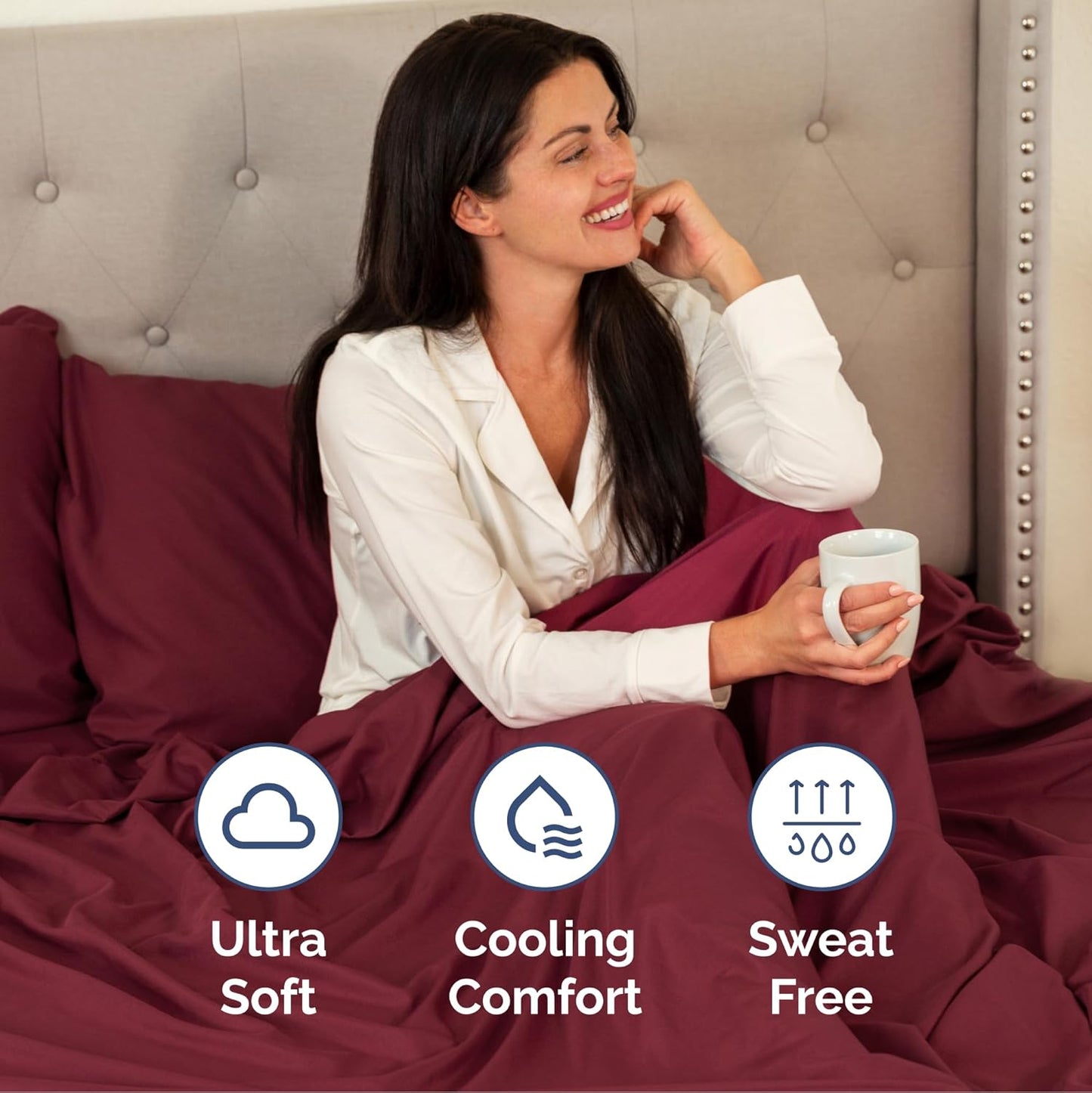 Extra Deep Twin Sheet Set - 4 Piece Breathable & Cooling Sheets - Hotel Luxury Bedding Set W/18-24 Inch Extra Deep Pockets - Easy & Secure Fit - Super Soft, Wrinkle Free & Comfy - Burgundy, Twin Size