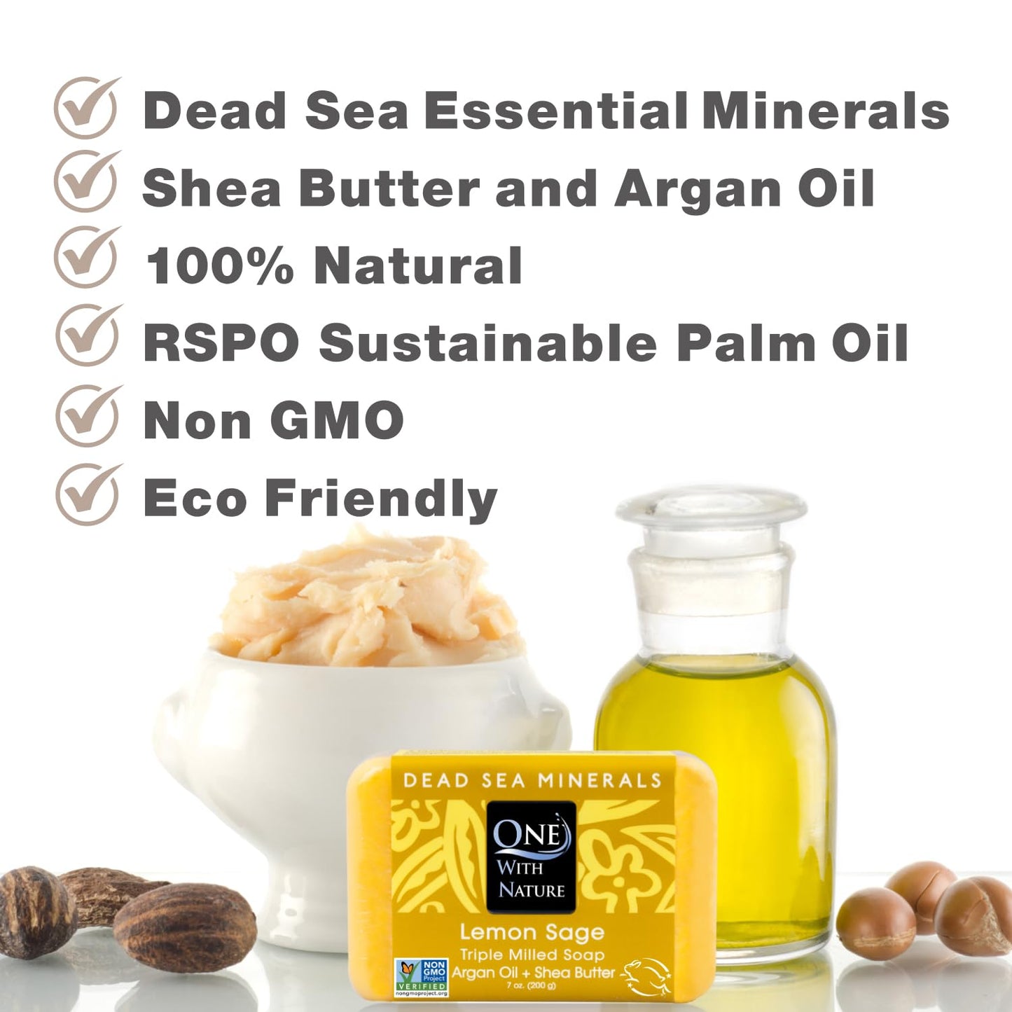 Dead Sea Salt Lemon Sage Soap 4Oz 3-Pack – Purifying and Exfoliating Soap Bar with Dead Sea Minerals for Face & Body, for Men & Women