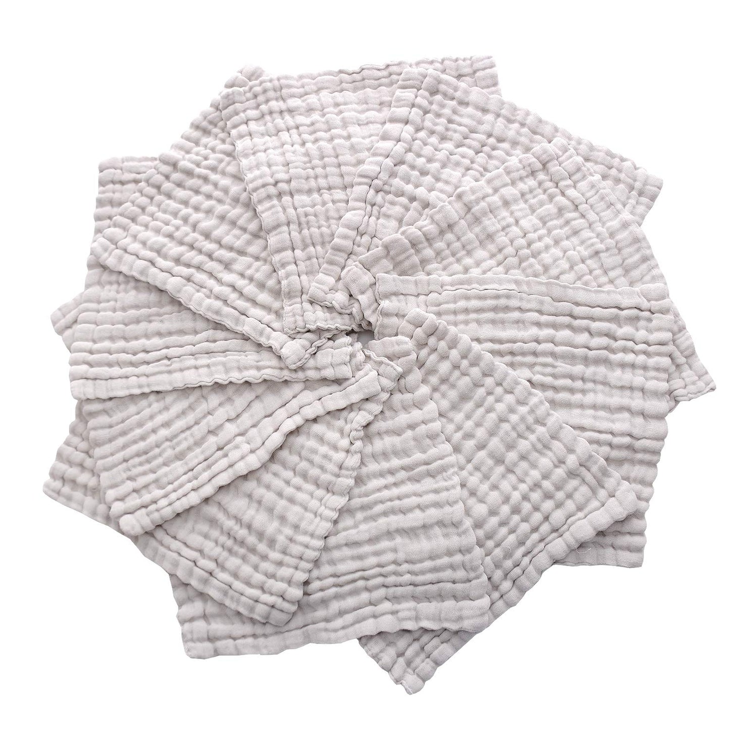 Baby Washcloths - Natural Cotton Baby Wipes - Soft Newborn Face Towel for Sensitive Skin - 10 Pack, 12X12 Inches