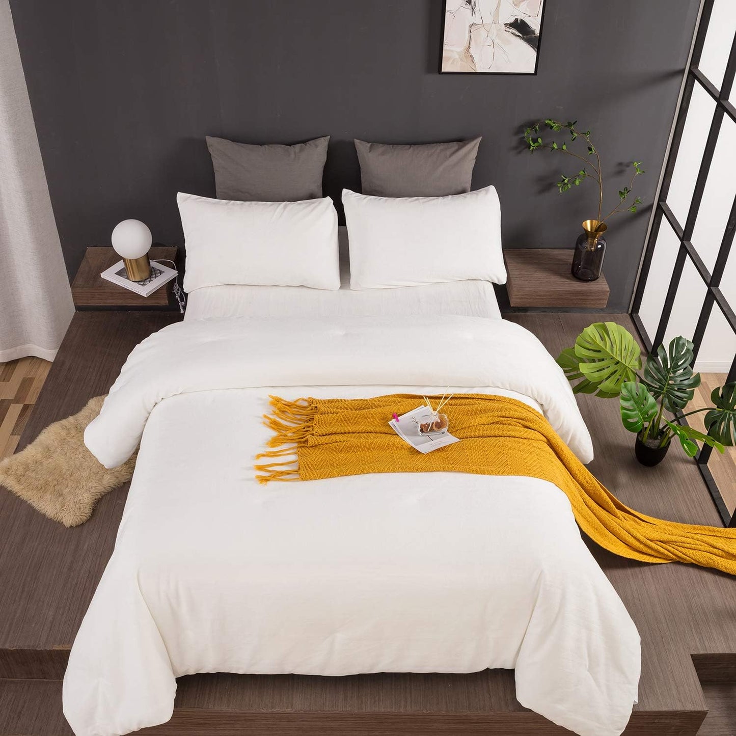 White Fluffy Queen Comforter Set Velvet Bedding Comforter Sets All Season Soft Comforter White Comforter Queen with 2 X Pillow Cases