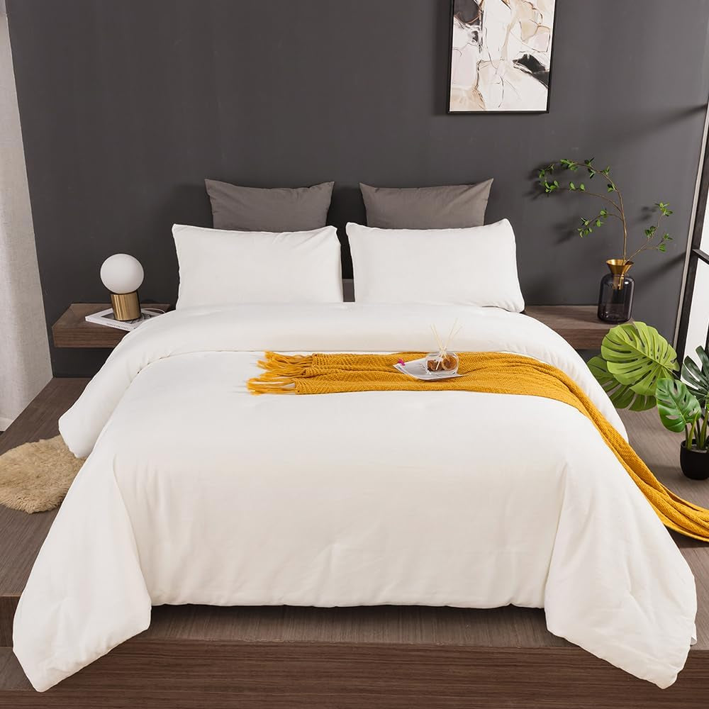 White Fluffy Queen Comforter Set Velvet Bedding Comforter Sets All Season Soft Comforter White Comforter Queen with 2 X Pillow Cases