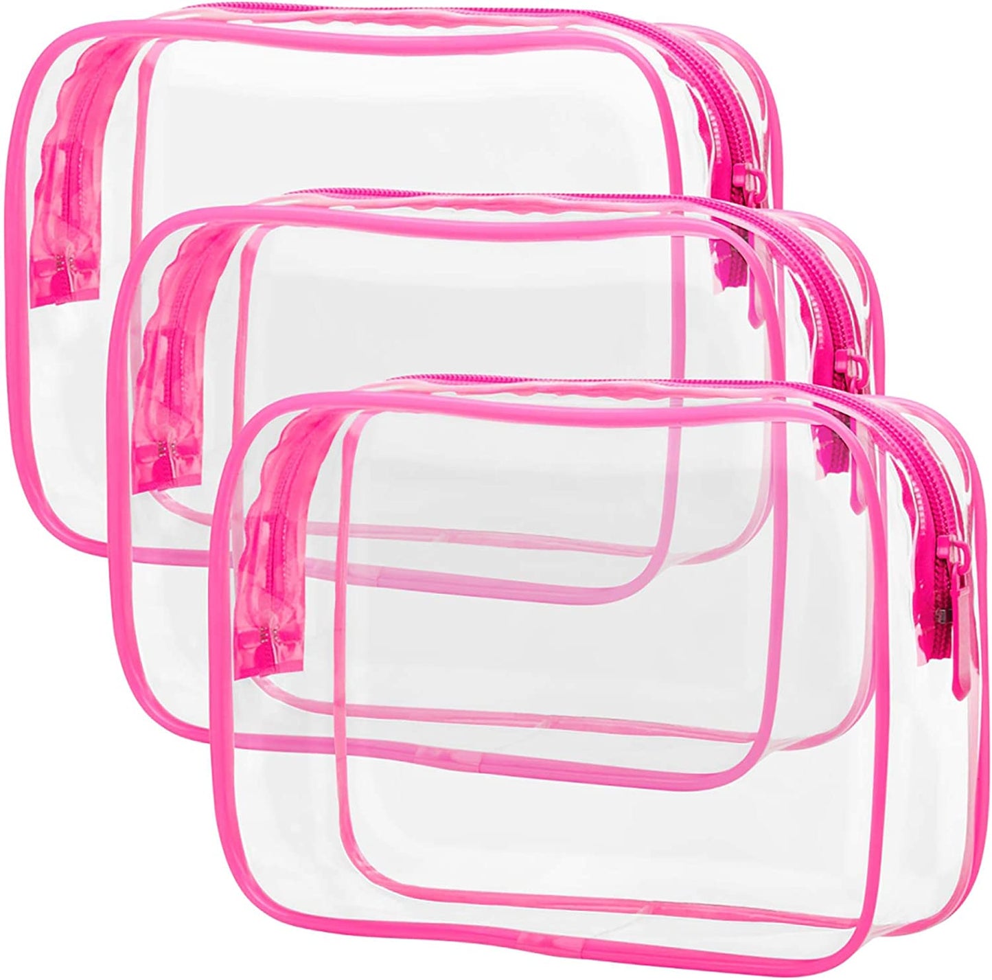 TSA Approved Toiletry Bag - Peach Red Clear Makeup Bag with Supporting Frame, Clear Toiletry Bag for Travel, Thick No Smell
