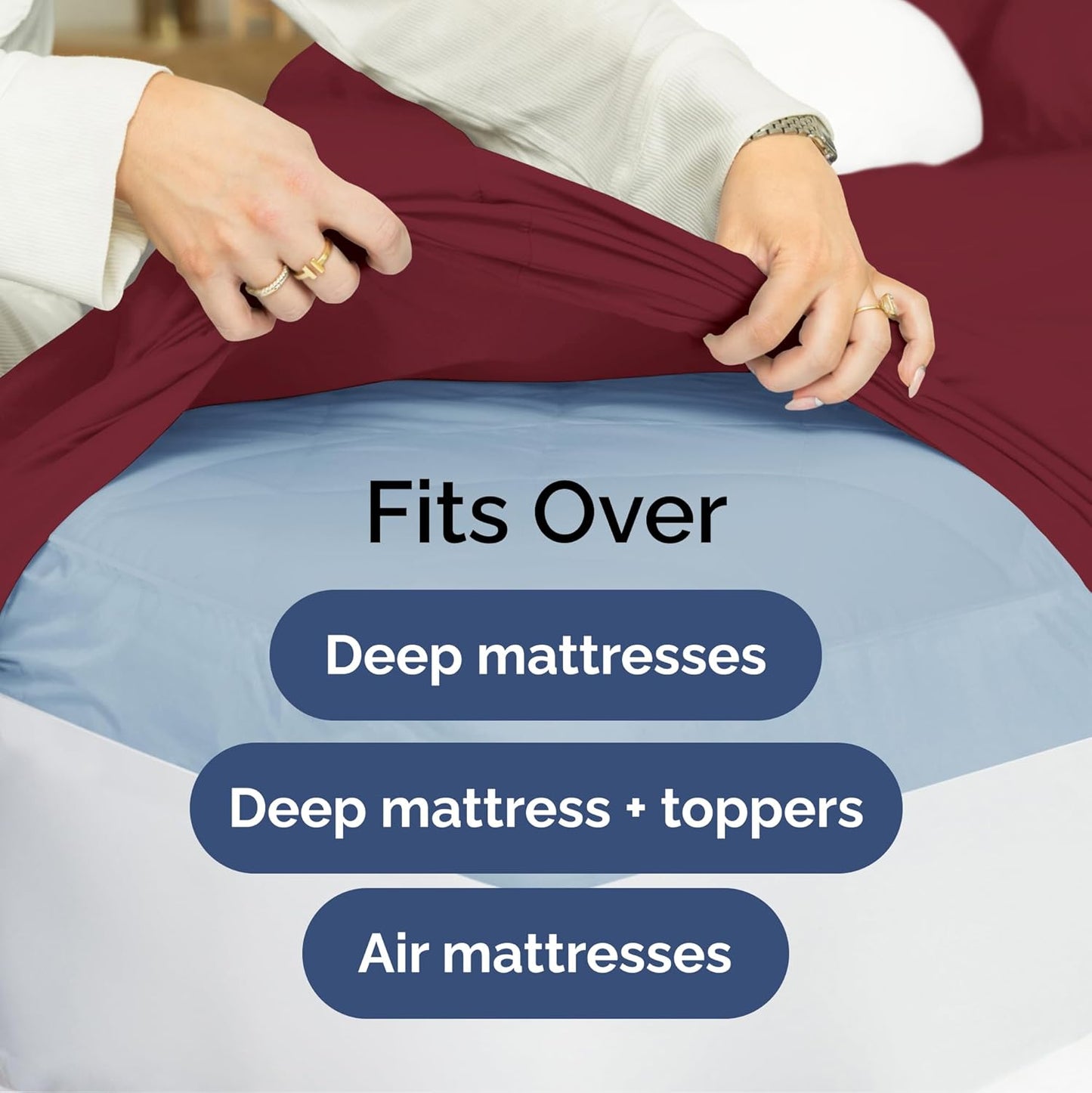 Extra Deep Twin Sheet Set - 4 Piece Breathable & Cooling Sheets - Hotel Luxury Bedding Set W/18-24 Inch Extra Deep Pockets - Easy & Secure Fit - Super Soft, Wrinkle Free & Comfy - Burgundy, Twin Size