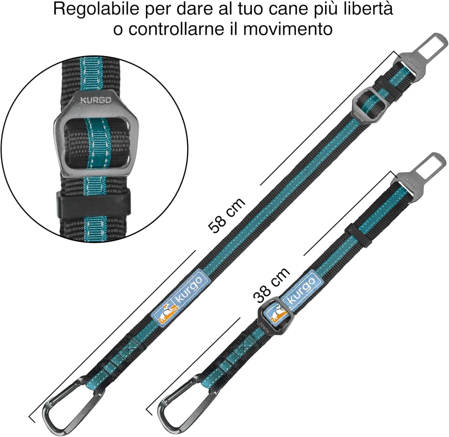 Direct to Seatbelt Tether for Dogs, Adjustable Car Safety Belt Leash, Quick & Easy Installation, Works with Any Pet Harness, Carabiner Clip, Coastal Blue
