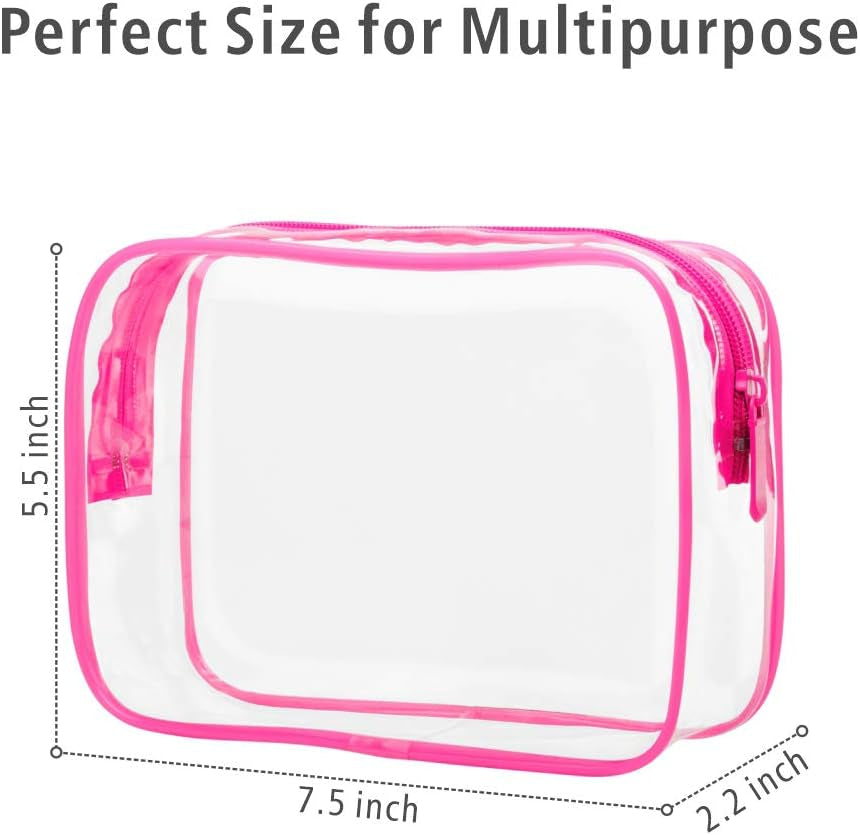 TSA Approved Toiletry Bag - Peach Red Clear Makeup Bag with Supporting Frame, Clear Toiletry Bag for Travel, Thick No Smell
