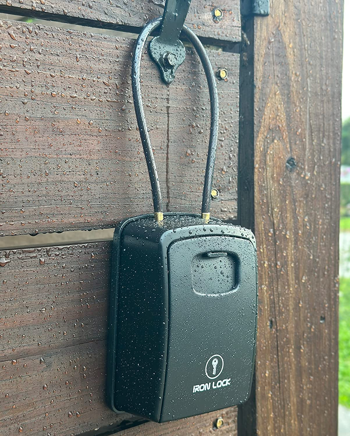 ® XXL Key Lock Box Portable and Wall Mounted with Removable Cable Shackle Waterproof Indoor Outdoor 4 Digit Combo Resettable Code with a B Switch Extra Large Key Lockbox outside Key Cabinets