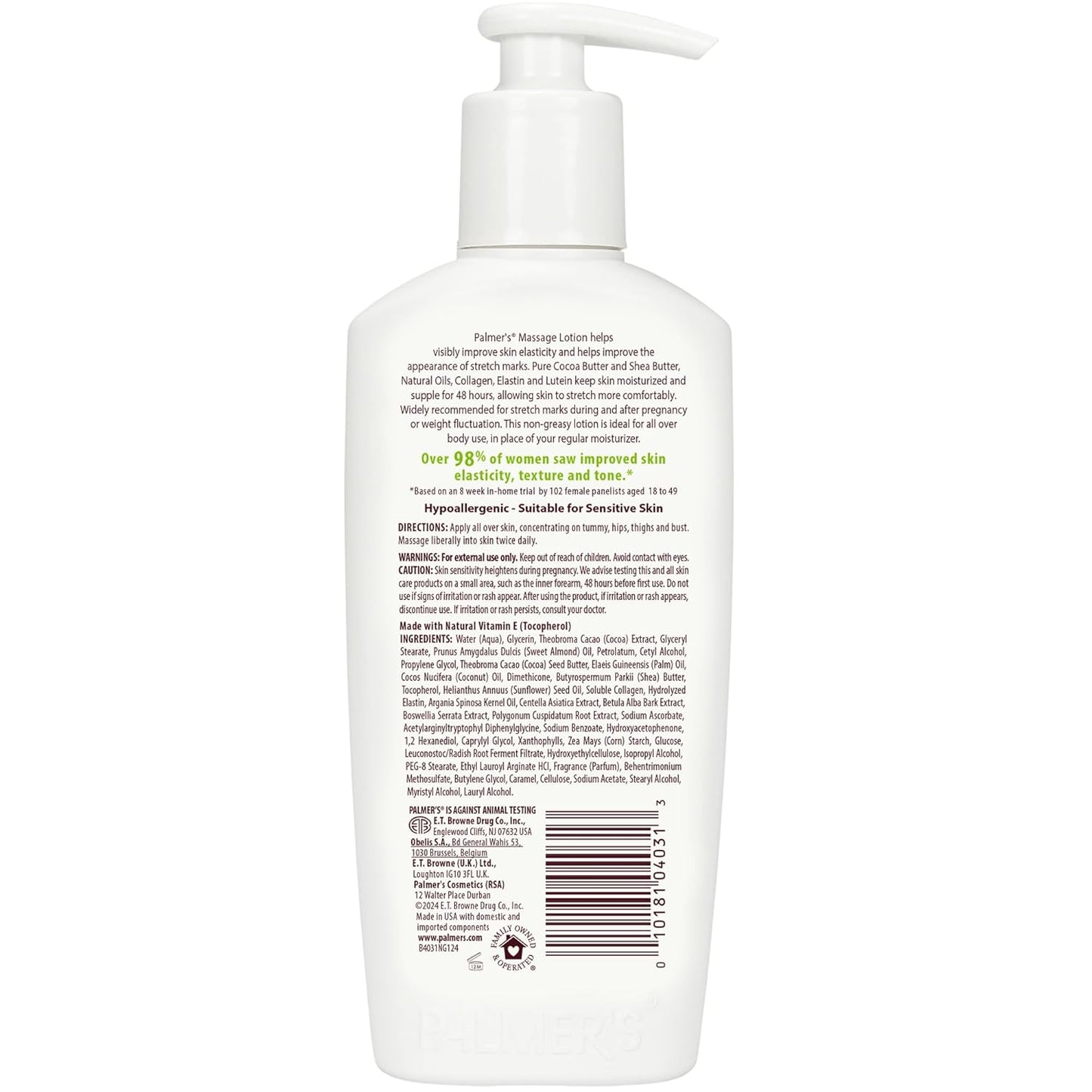 Cocoa Butter Formula Massage Lotion for Stretch Marks, Pregnancy Skin Care, Belly Cream with Collagen, Elastin, Argan Oil and Shea Butter, 8.5 Ounces