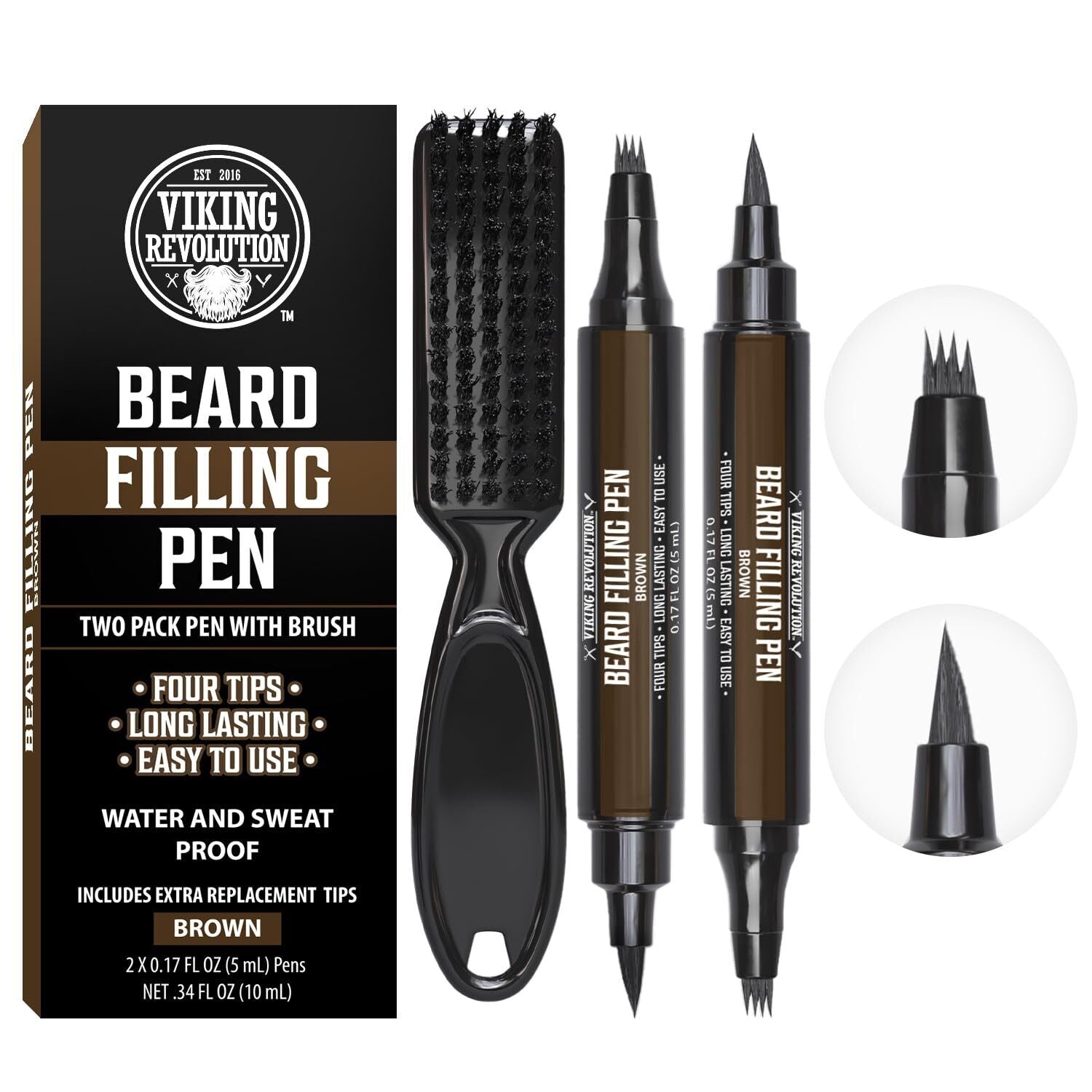 2 Pack Brown Beard Pencil Filler for Men Lapiz Para Barba De Hombre