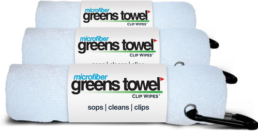 White 3 Pack Golf Towel Set for Golf Bags with Clip, Plush Microfiber Nap Fabric, 16X16, the Original (Pure White)