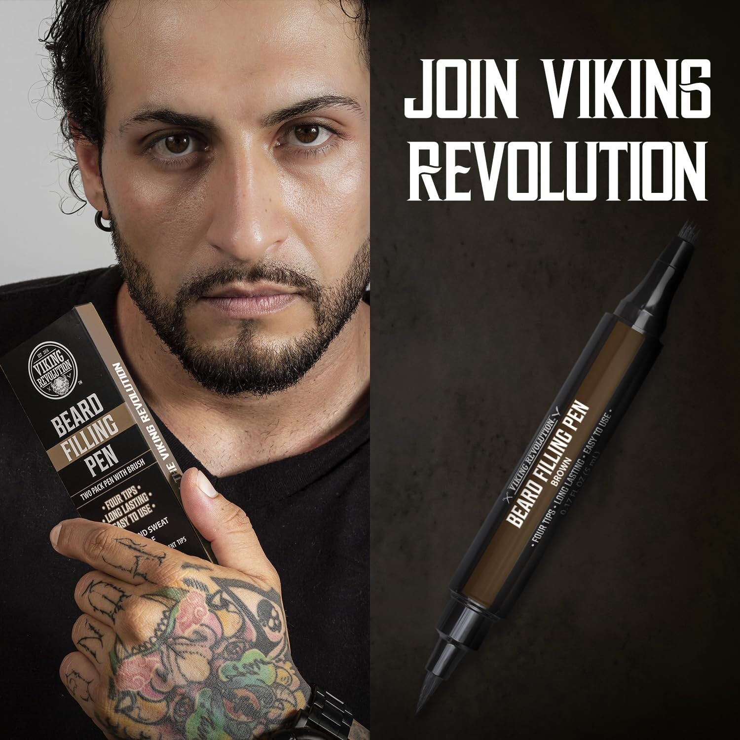 2 Pack Brown Beard Pencil Filler for Men Lapiz Para Barba De Hombre