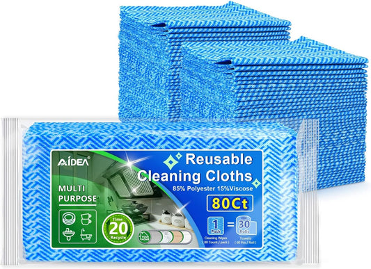 Cleaning Wipes, Multi-Purpose Towel and Reusable Cleaning Cloths 80Ct(1 Pack), Domestic Wipes for Kitchen and Office (12''X24'')