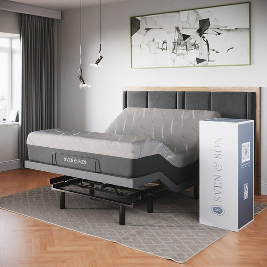Classic Adjustable Bed Base, Head and Foot Lift, Massage, Under-Bed Lights, USB, Gel Memory, Zero Gravity Smart Frame - Queen + 10 Inch Memory Foam Matt (Firm)
