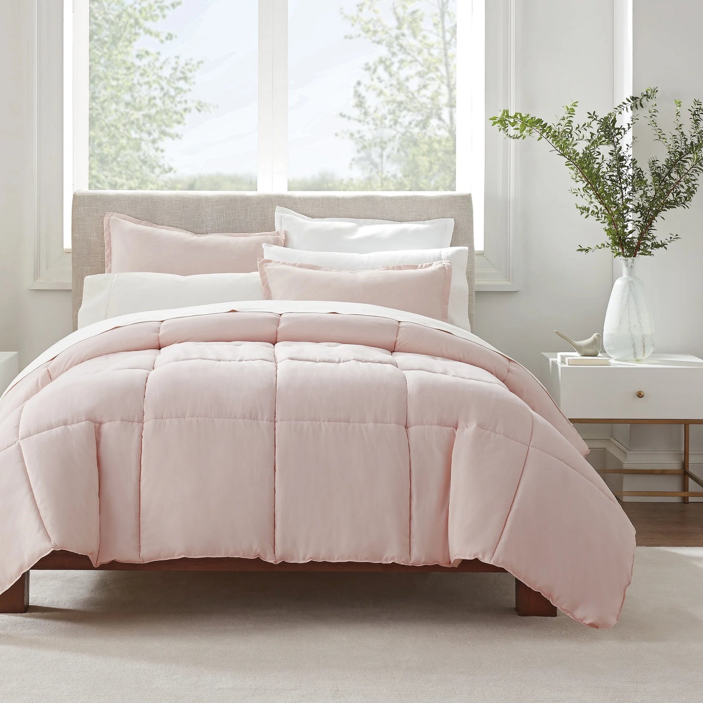 Simply 2-Piece Clean Antimicrobial Blush Pink Comforter Set, Twin XL