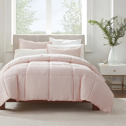 Simply 2-Piece Clean Antimicrobial Blush Pink Comforter Set, Twin XL