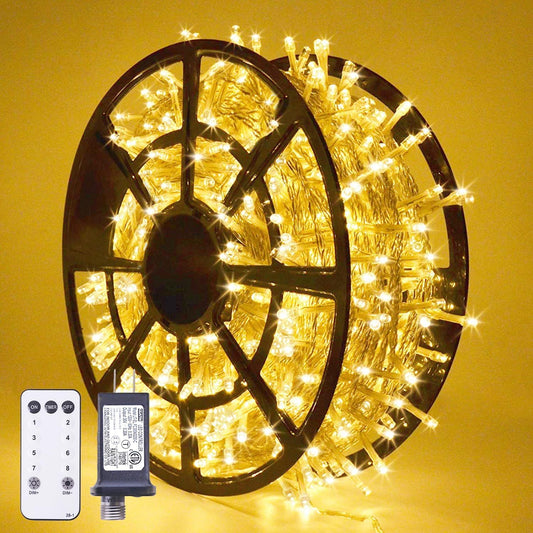 168FT 600 LED String Lights Outdoor Indoor Christmas String Lights Plug in Warm White Tree Lights for outside Bedroom Wedding Party Holiday Classroom Decorations