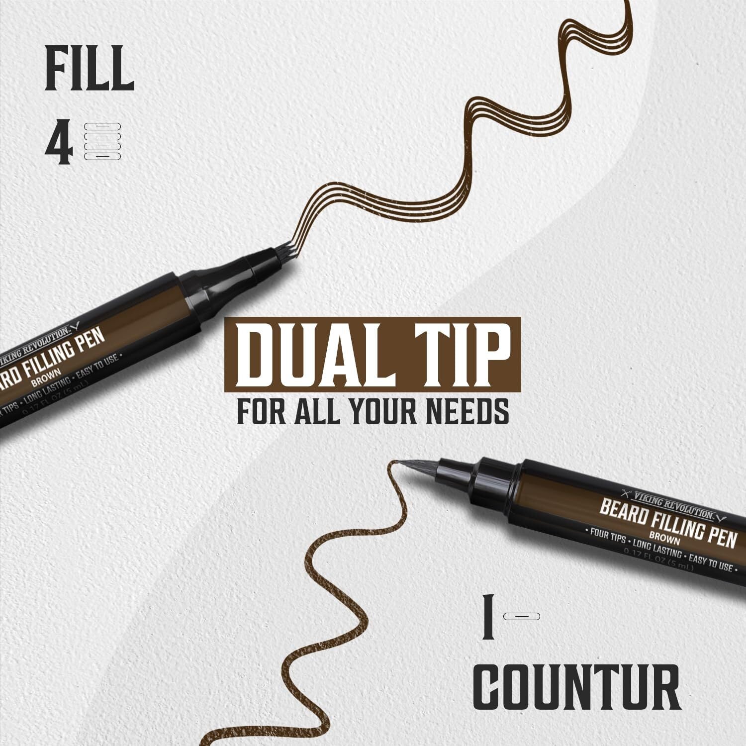 2 Pack Brown Beard Pencil Filler for Men Lapiz Para Barba De Hombre