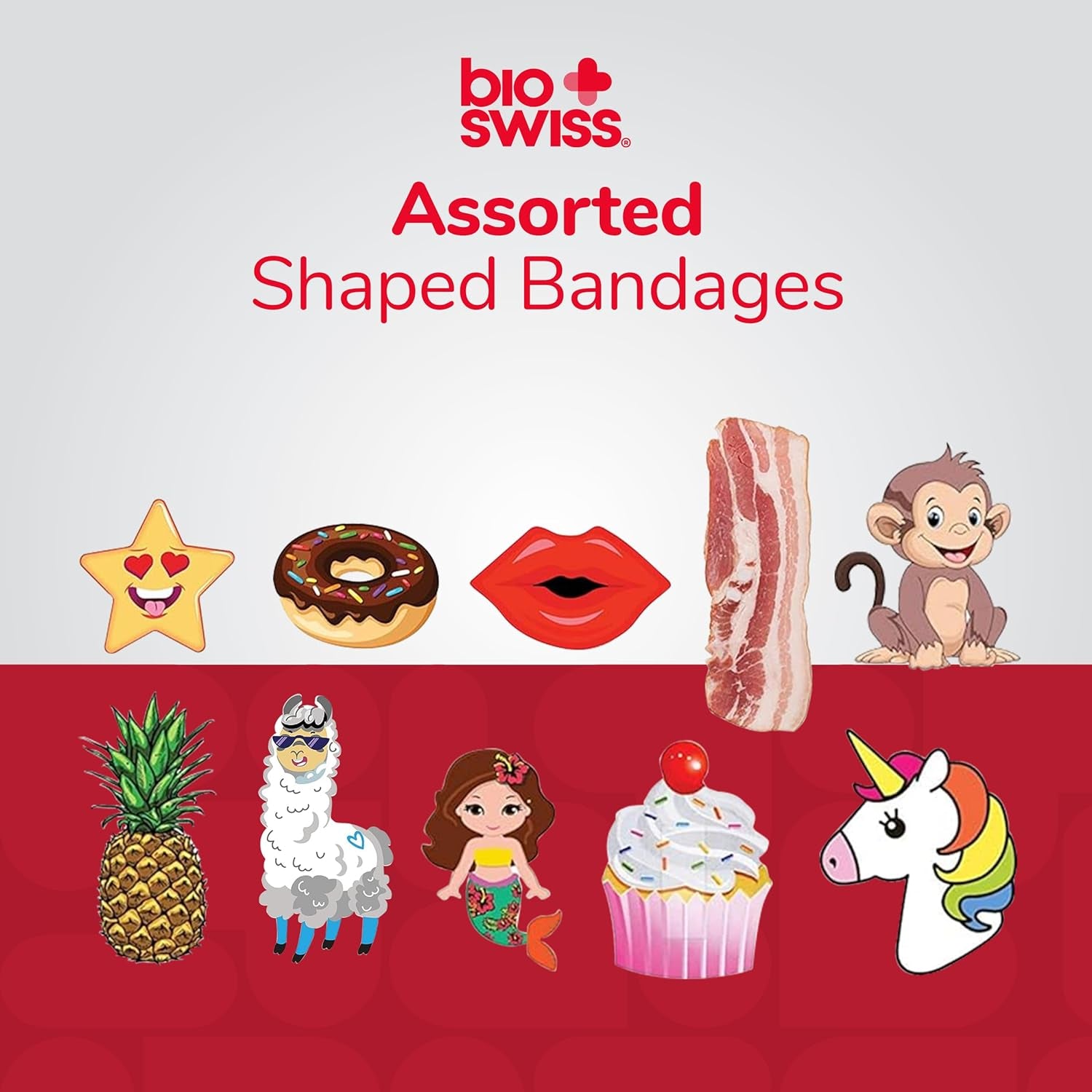 Bandages, Assorted Animal, Fun, and Food Shaped Self Adhesive Bandage, Latex Free Sterile Wound Care, 100 Count