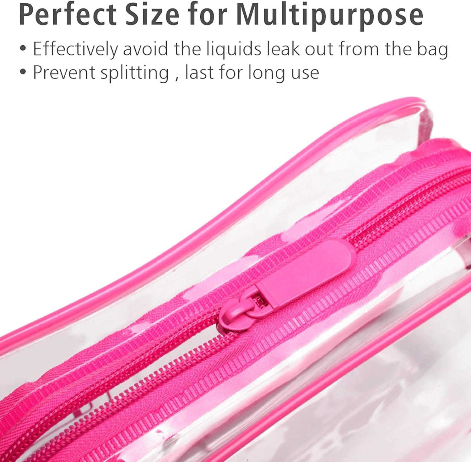 TSA Approved Toiletry Bag - Peach Red Clear Makeup Bag with Supporting Frame, Clear Toiletry Bag for Travel, Thick No Smell
