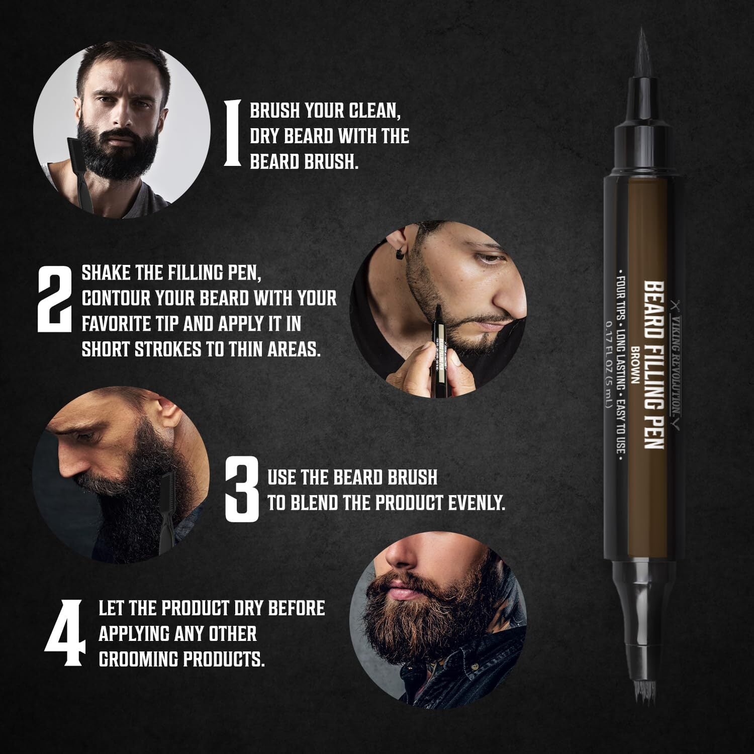 2 Pack Brown Beard Pencil Filler for Men Lapiz Para Barba De Hombre