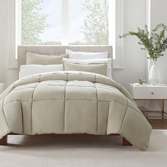 Simply 2-Piece Clean Antimicrobial Khaki Beige Comforter Set, Twin XL