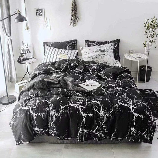 Black Grey White King Size Comforter Set 3Pcs Marble Bedding Comforter Sets All Season Black White Comforter Abstract Comforter with 2 X Pillow Cases